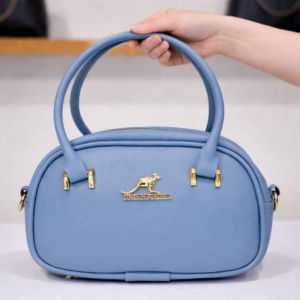 Blue Dome Mini Handbag with Gold Kangaroo Accent